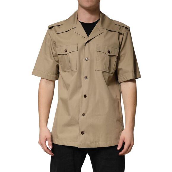 Dolce & Gabbana Brown Pin Up Short Sleeves Men Casual Men's Shirt
